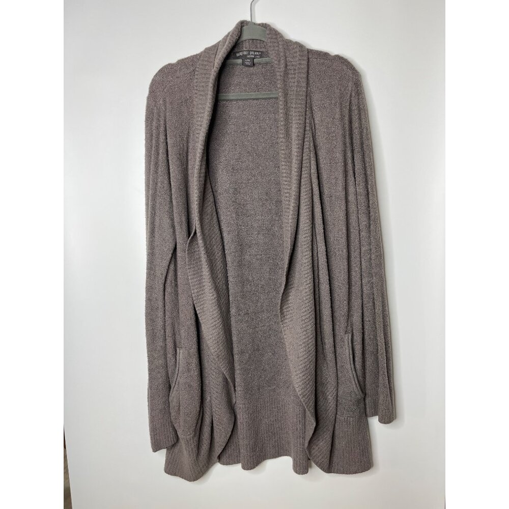 Barefoot Dreams‎ Cozy Chic Lite Knit Circle Cardigan Taupe Gray Size Large